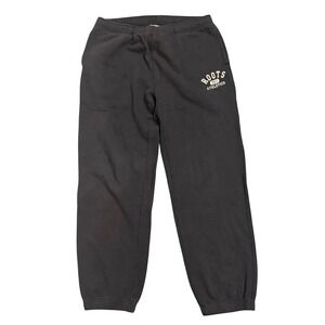 Roots 73 Athletics Sweatpants Mens Medium Black Joggers‎ Fleece Cuffed Graphic